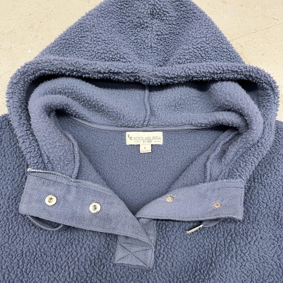 Koolaburra By UGG Hoodie Womens Large Blue Sherpa Fleece Henley Pullover Pockets - Picture 2 of 8